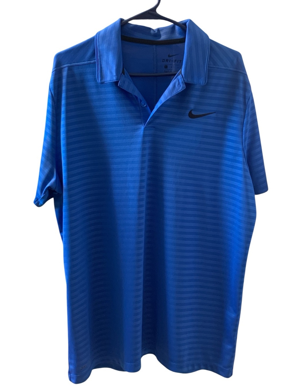 Nike Royal Blue Horizontal-Striped Dri-FIT Polo